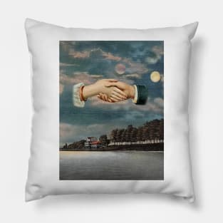 House Across The Lake - Surreal/Collage Art Pillow