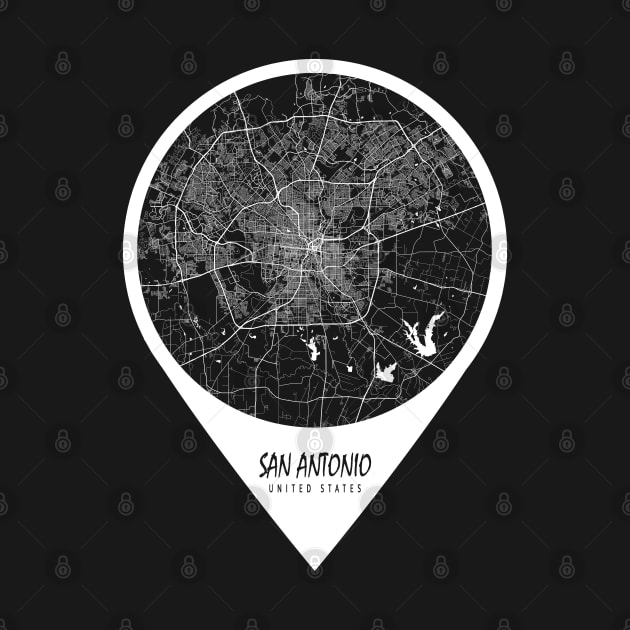 San Antonio, Texas, USA City Map - Travel Pin by deMAP Studio