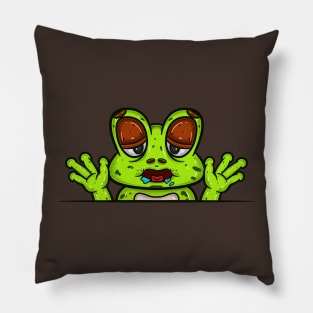 Frog Cartoon With Hungry Face Expression Pillow