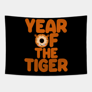 Kawaii Year Of The Tiger Donut Chinese New Year Tapestry