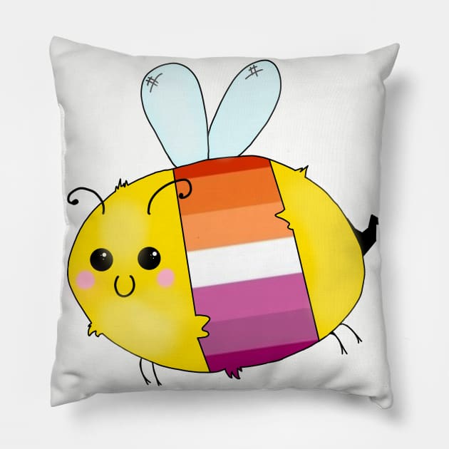 Pride Bees - Lesbian Pillow by Rendi_the_Graye
