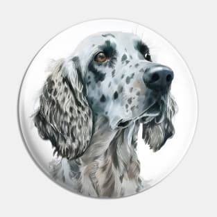 English Setter Dog Watercolor Portrait Pin