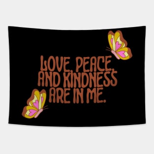 Brown Yellow Pink Illustrative Bright Peaceful Awareness Quotes Psychedelic Tapestry