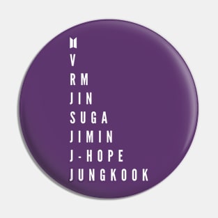 BTS (Bangtan Sonyeondan) Names Pin