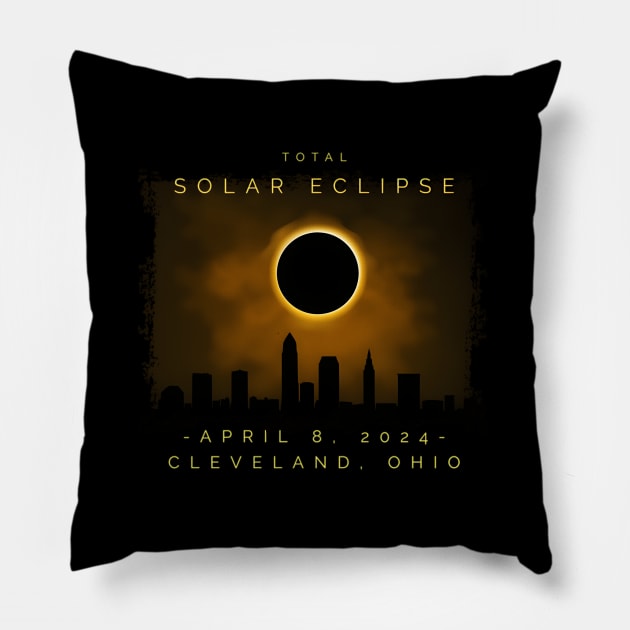 2024 Total Solar Eclipse In Cleveland Pillow by jasper-cambridge