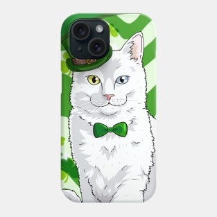 Turkish Angora Cat St. Patricks Day Irish Leprechaun Phone Case