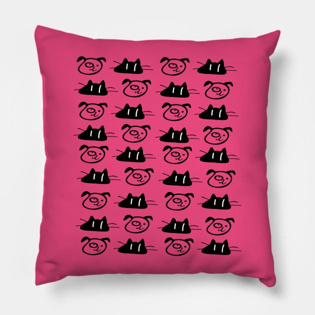 Dog and cat Pillow by CindyS