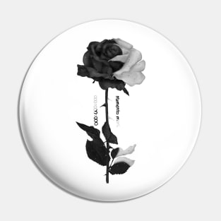 Memento mori Black and white Rose Pin