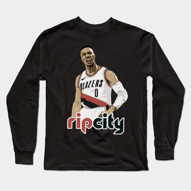 damian lillard rip city sleeved jersey