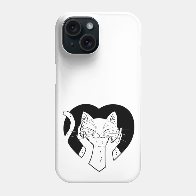 Squishy Cat in heart (black) Phone Case by You Miichi