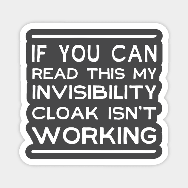 If you can read this my invisibility cloak isn't working Magnet by Portals