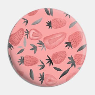 Watercolors strawberries - dusty pink on pink Pin