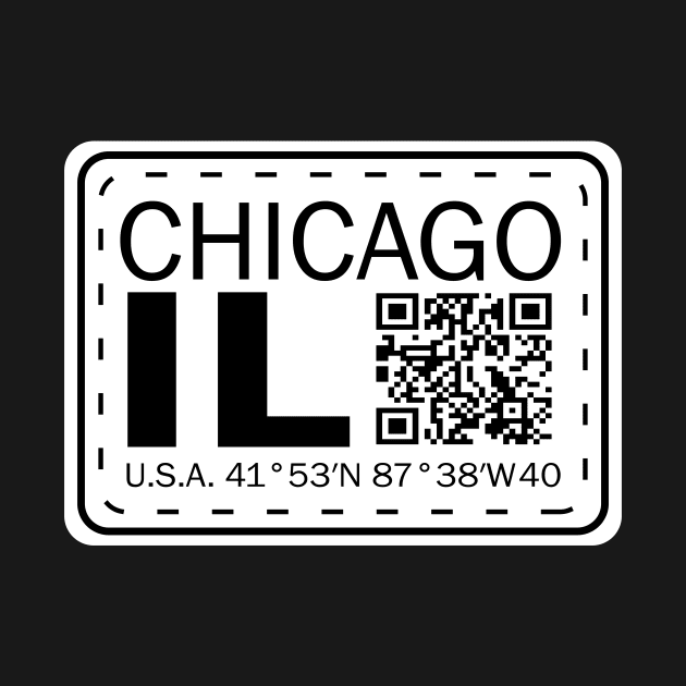 New Vintage Travel Location Qr Chicago IL by SimonSay