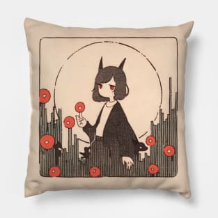 Paper Illustration of Devil Girl Pillow