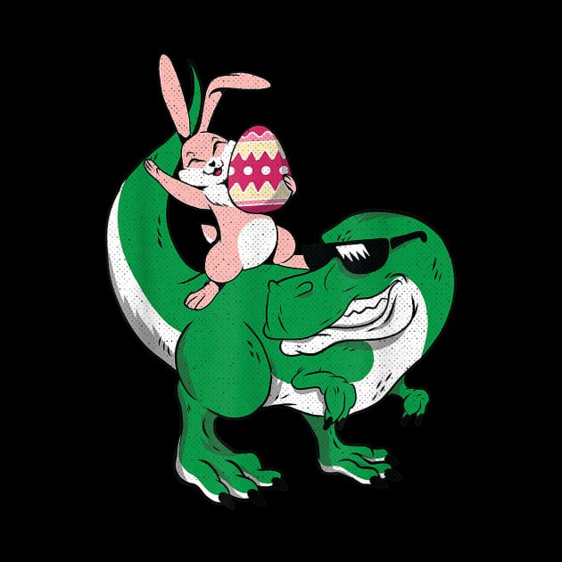 Bunny Riding T-Rex Cute Dino-saur Happy Easter by LMW Art