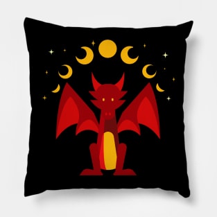 Fierce red dragon under the moon. Pillow