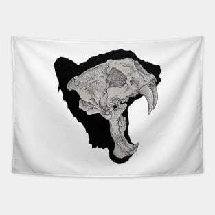 Dotwork Tiger Skull Art Print Tapestry