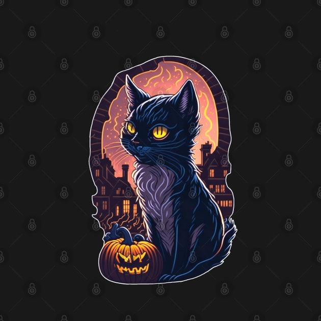 Meowloween Black Cat & Pumpkin - Happy Halloween! by Cattingthere