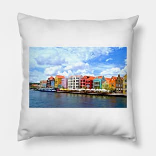 Pastel Colors of the Caribbean Coastline in Curacao Pillow