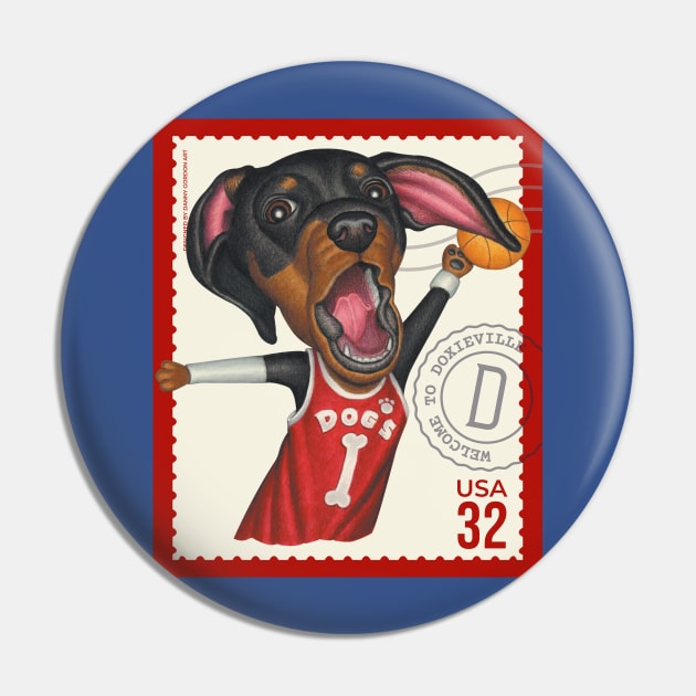 Funny doxie with basketball going for slam dunk Pin by Danny Gordon Art