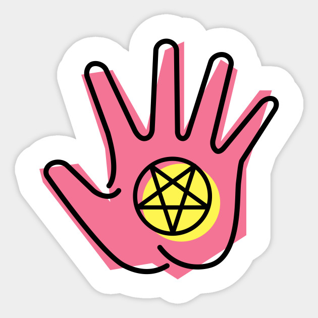 retro 90s aesthetic vaporwave pentagram hand vaporwave