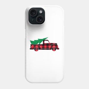 Christmas Plaid truck with tree Phone Case