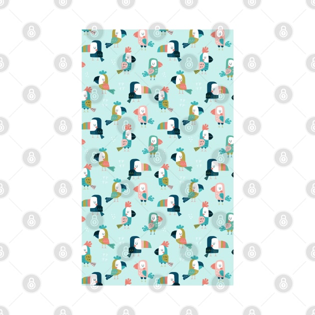 Cute Colorful Beautiful Bird Pattern Artwork by Artistic muss