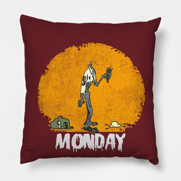 Monday Zombie (Dark) Pillow by Jeffw