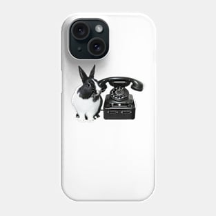 Old Black Rotary Phone Black and white Rabbit Phone Case