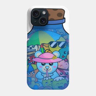 Cute doodle monster beach party in a bottle Phone Case