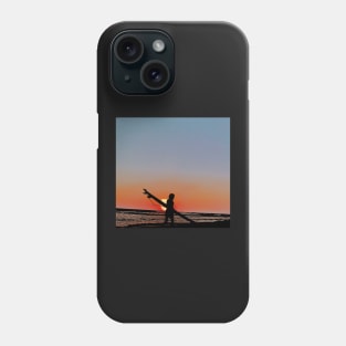 Silhouette of Surfer on Beach Phone Case