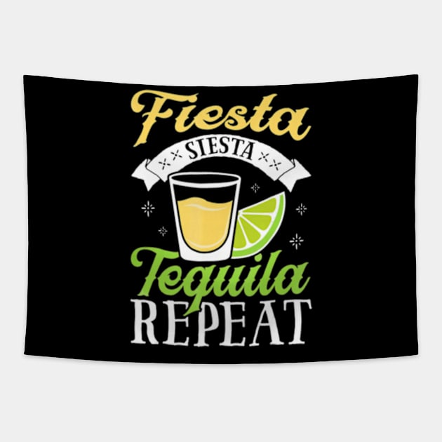 Fiesta Siesta Tequila Repeat T shirt Cinco de Mayo Men Women Tapestry by AstridLdenOs