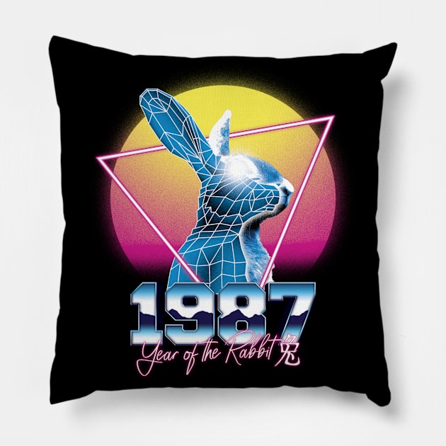 Awesome Since 1987 34th Birthday Vintage Retrowave Pillow by cranko