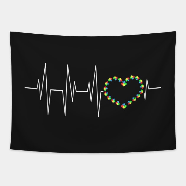 Autism Awareness Love Heartbeat Tapestry by specaut