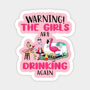 Flamingo Warning The Girls Are Drinking Again Magnet