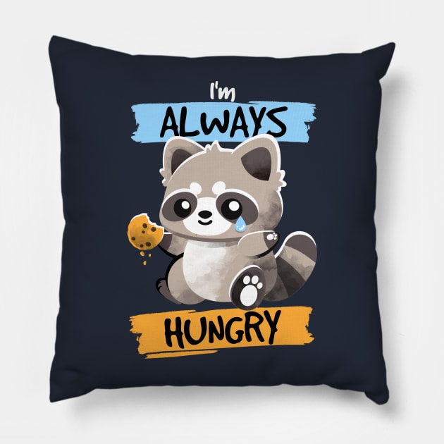 Raccoon always hungry Pillow by NemiMakeit