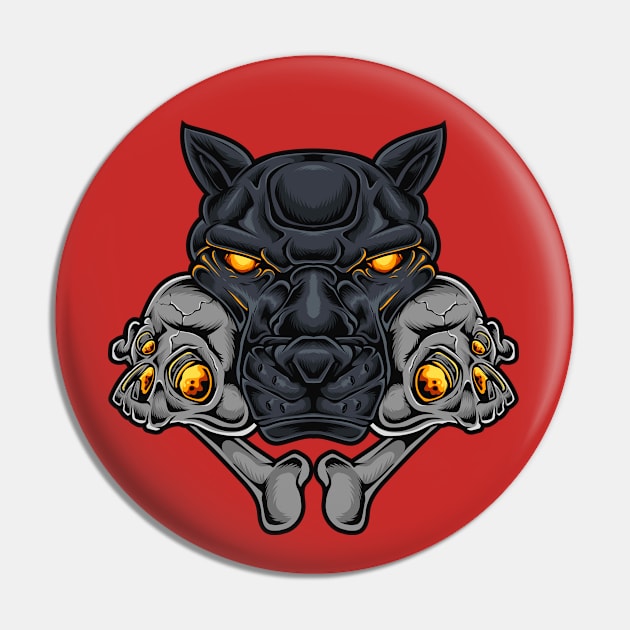 Panther Head Skull Pin by Mako Design 