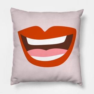 Red lips and big smile Pillow