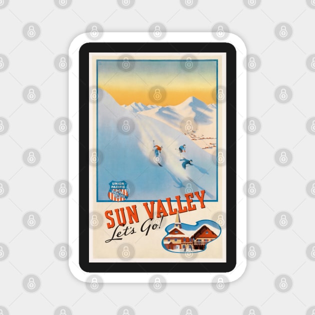 Sun Valley Idaho Vintage Ski Poster Magnet by ROEDERcraft