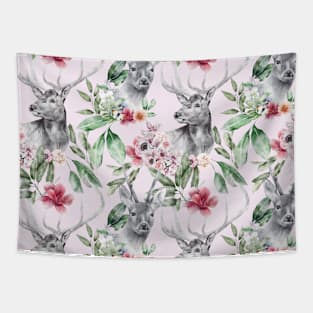 Purple Flower Deer Pattern Tapestry