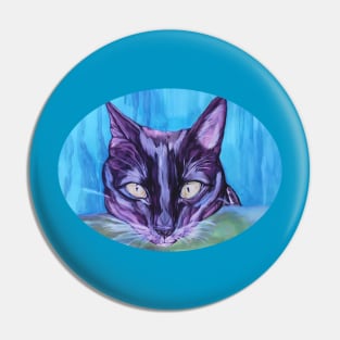 Green Eyed Black Cat Pin