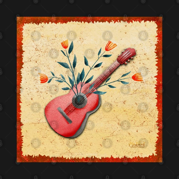 Vintage guitar and flowers by MoTekent