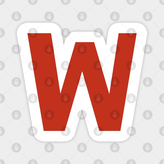 Letter w in Red Text Minimal Typography Magnet by ellenhenryart