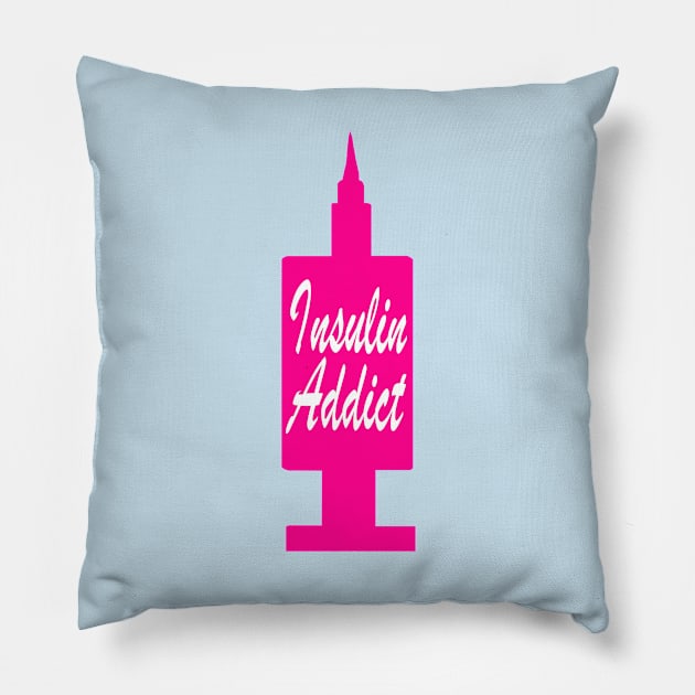 Insulin Addict Neon Pink Pillow by CatGirl101