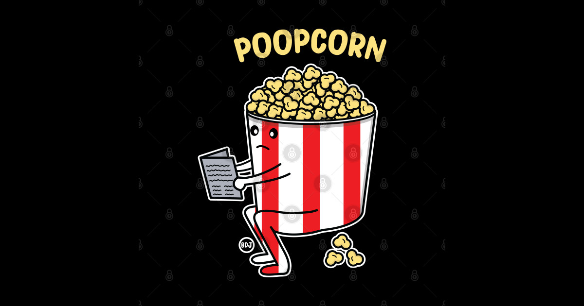 poopcorn funny pooping popcorn Popcorn Sticker TeePublic