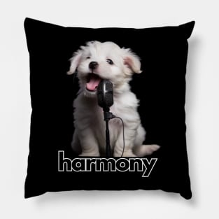 Cute White Puppy Singing Pillow