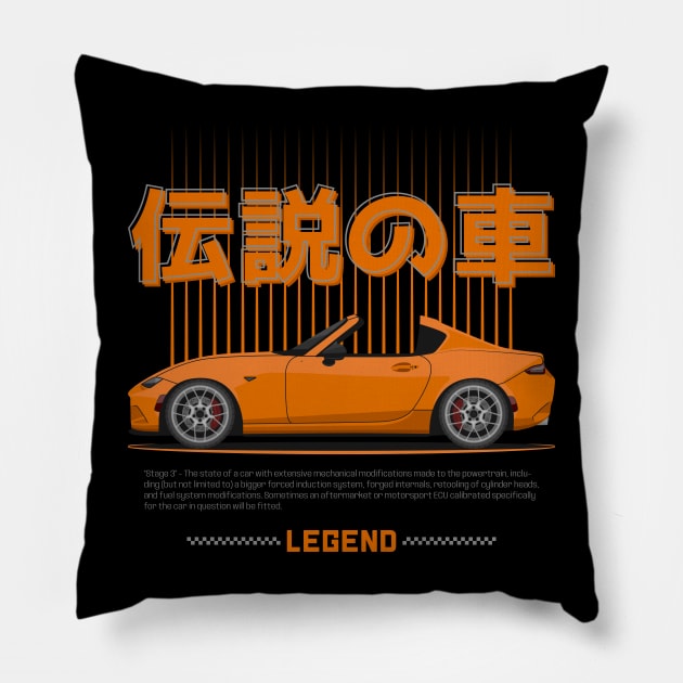 Tuner Orange ND Miata Roadster JDM Pillow by GoldenTuners