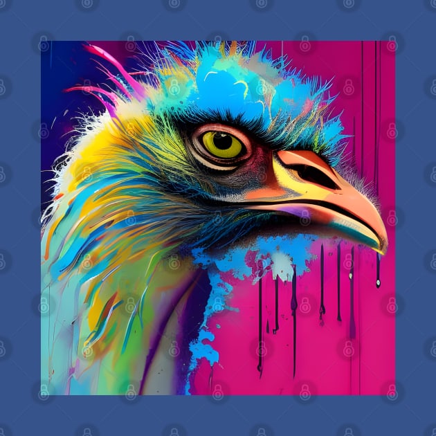 Colorful Emu Head by Chance Two Designs