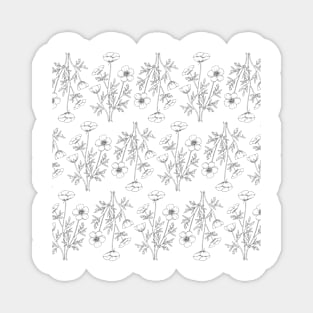 Buttercups Line Art Pattern Magnet