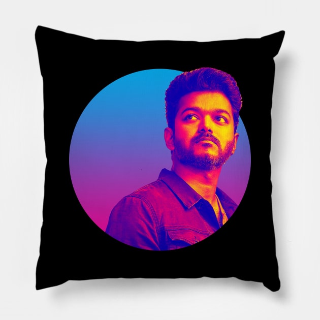 Thalapathy Vijay Retro Pillow by Printnation